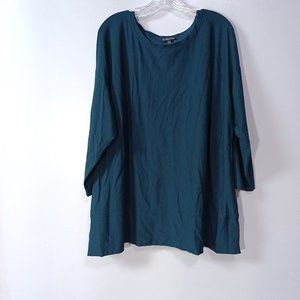 Eileen Fisher Lightweight Washable Stretch Crepe Top Boxy Long Length Size 2X